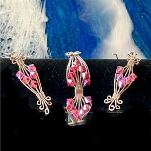 HANDMADE BRACELET & EARRINGS (Wire) SET 92.5 SS Wire and Swarovski Crystals